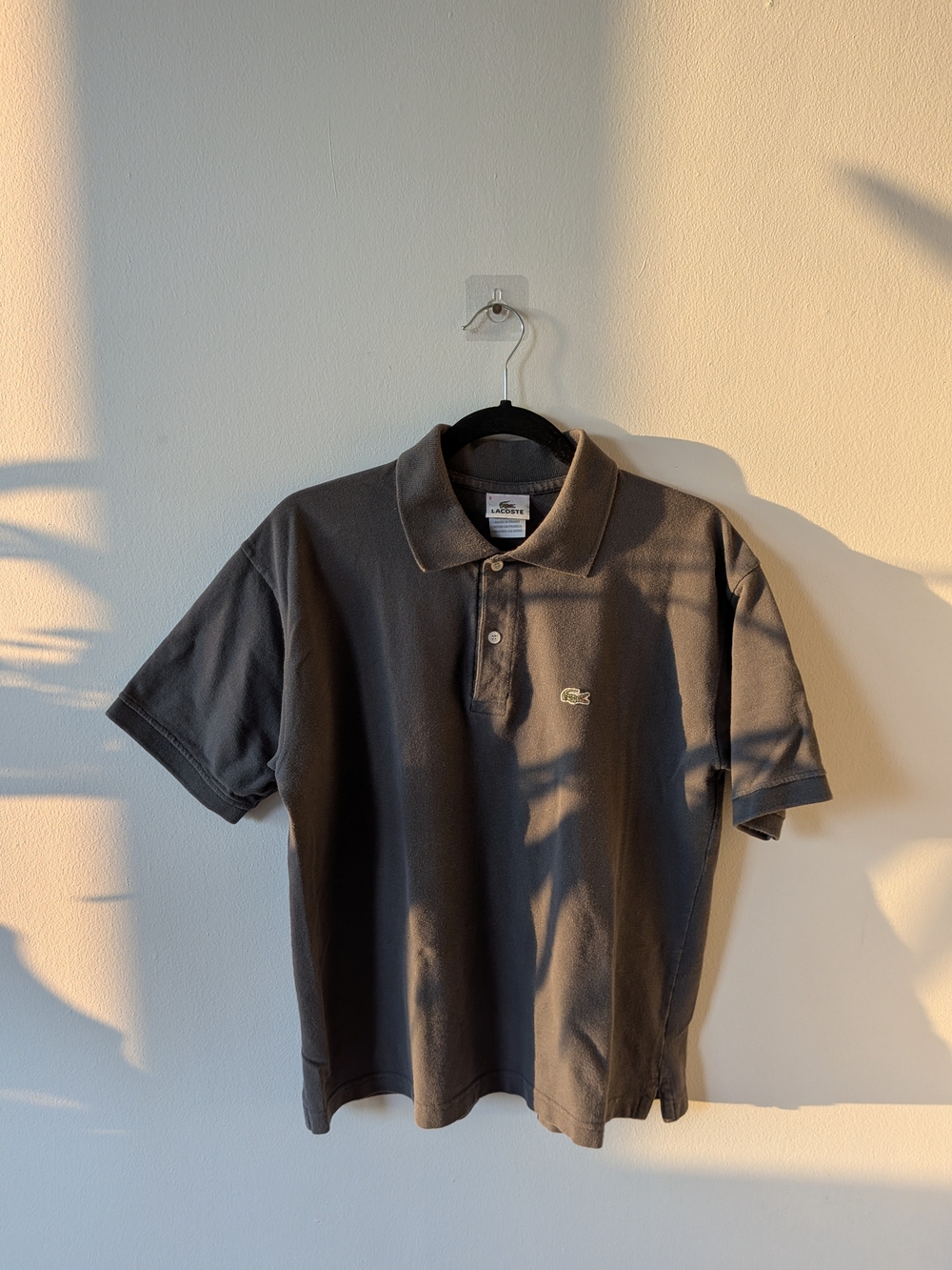Lacoste Men's Polo Shirt in Dark Gray with Green Crocodile